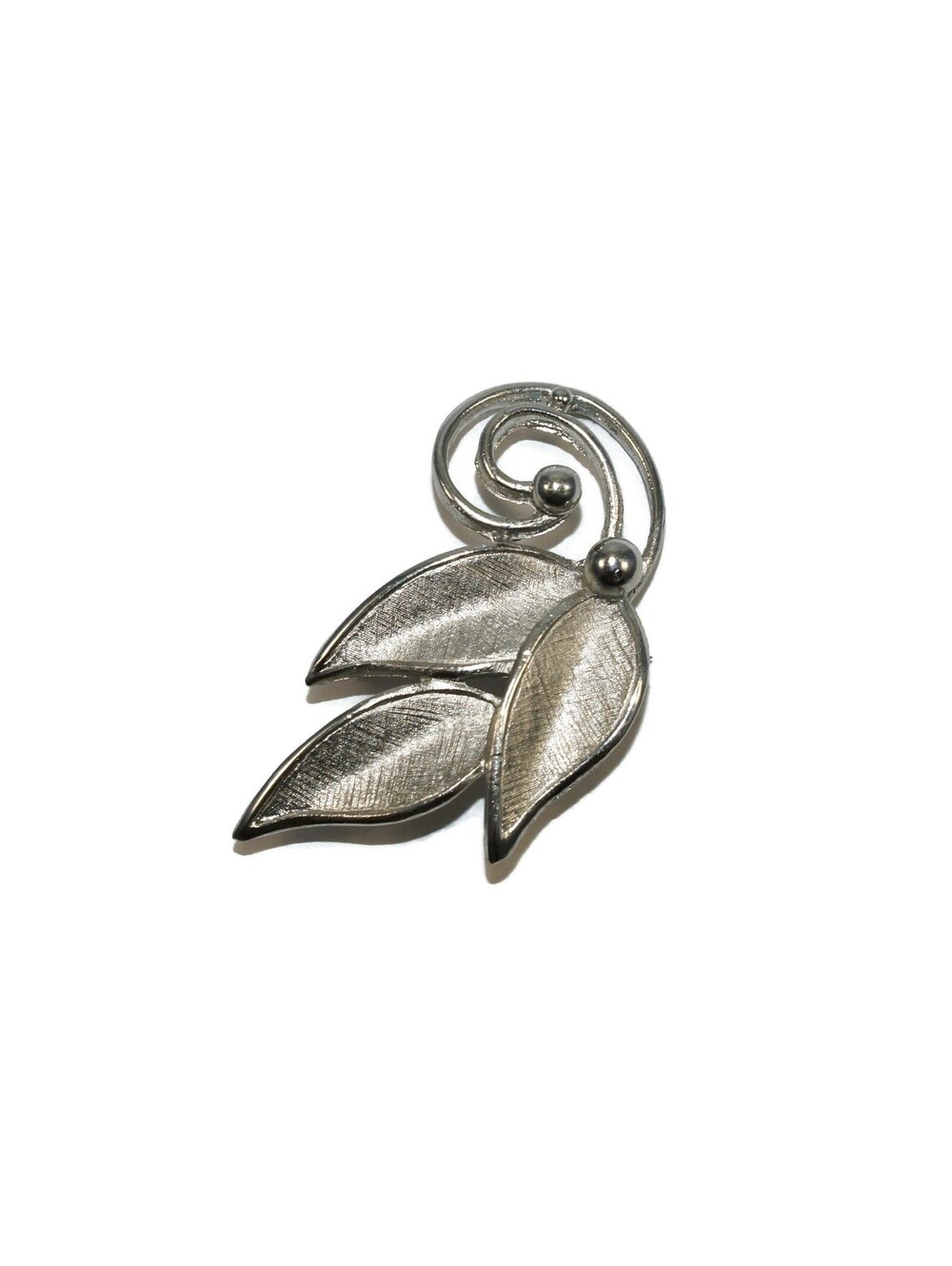Vintage Silver Tone 3 Leaf Brooch.